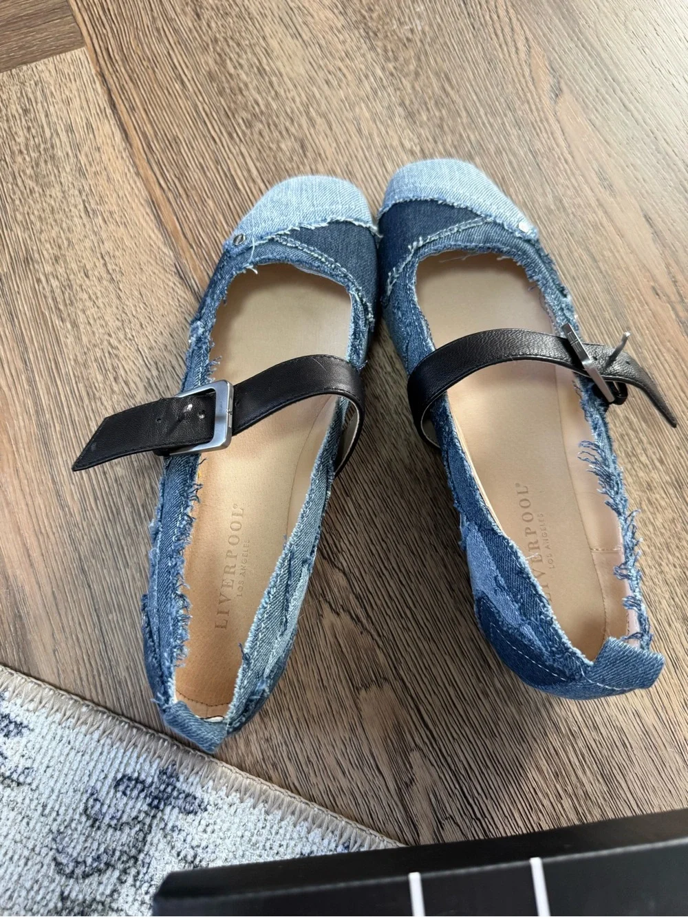 Liverpool Los Angles Patchwork Denim Maryjane Ballet Flats NIB - Picture 9 of 9